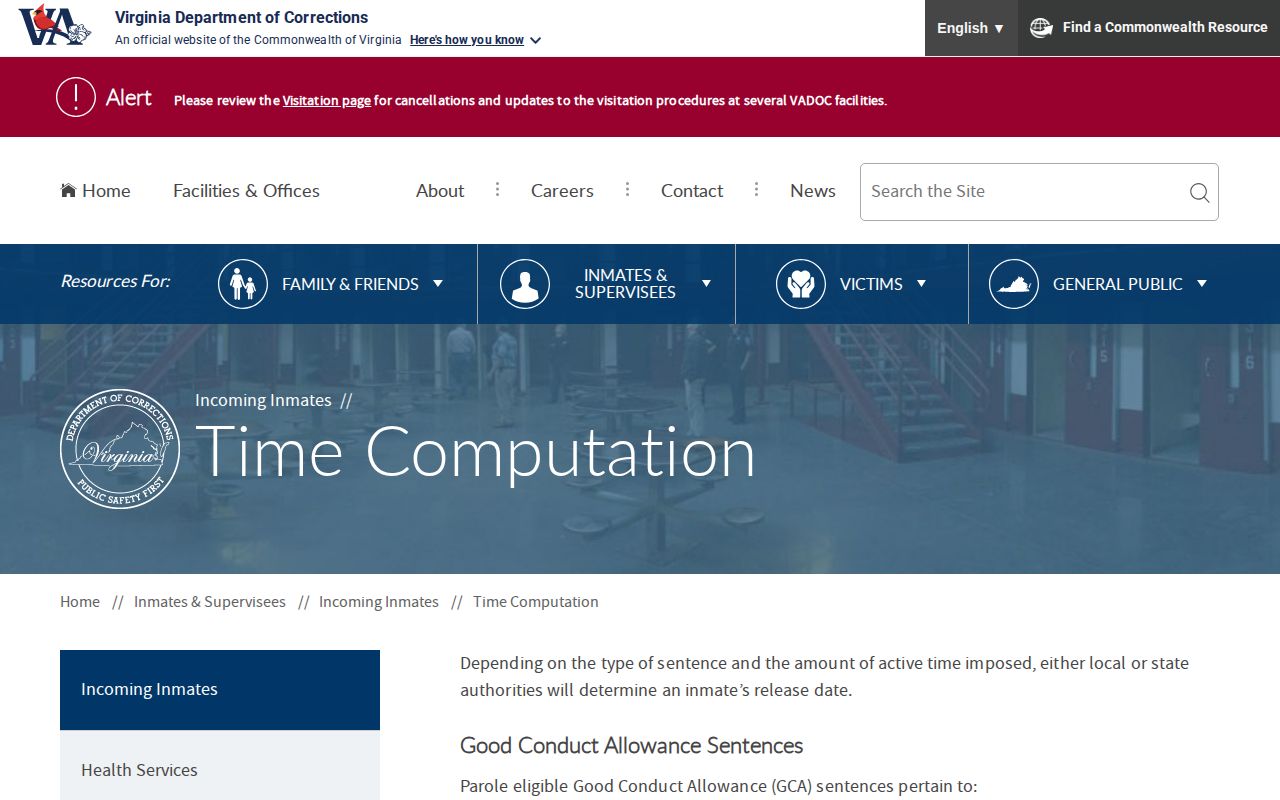 Lunenburg County inmate release date computation source