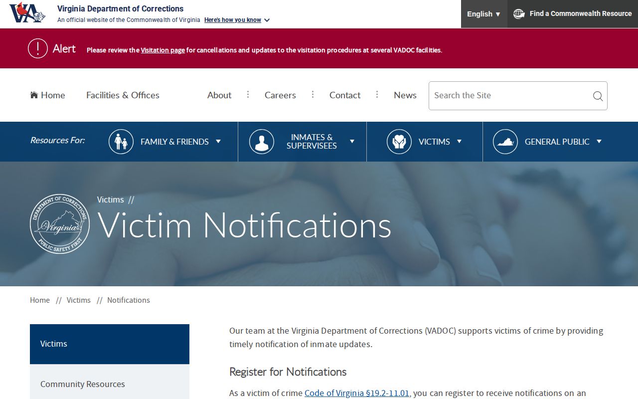 Lunenburg County VINE and VADOC NAAVI release notification distinction